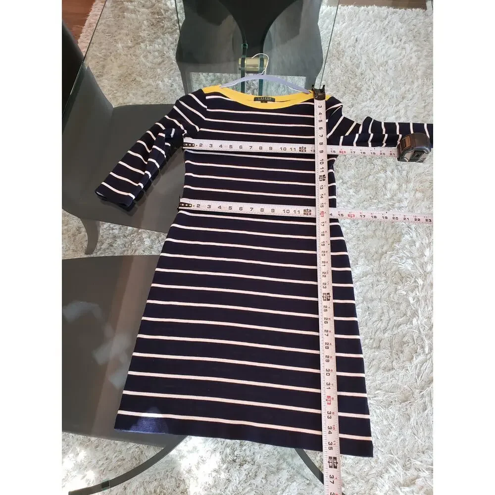 Lauren Ralph Lauren T-Shirt  Dress Womens Small Blue Striped Boat Neck - Picture 8 of 11